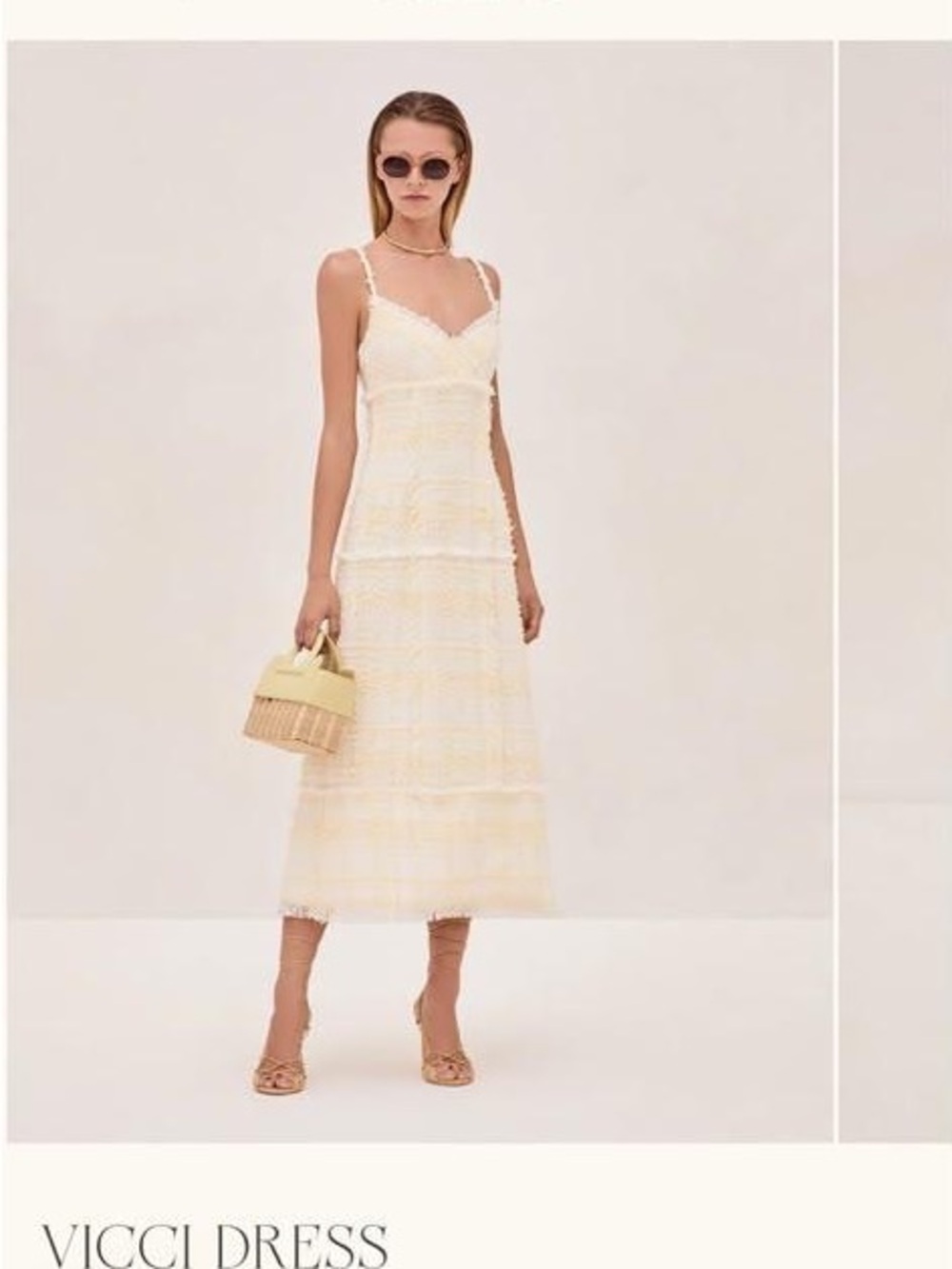 Alexis Cream and Pale Yellow Midi Sundress